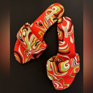Emilio Pucci Red and Multicolor Sandals